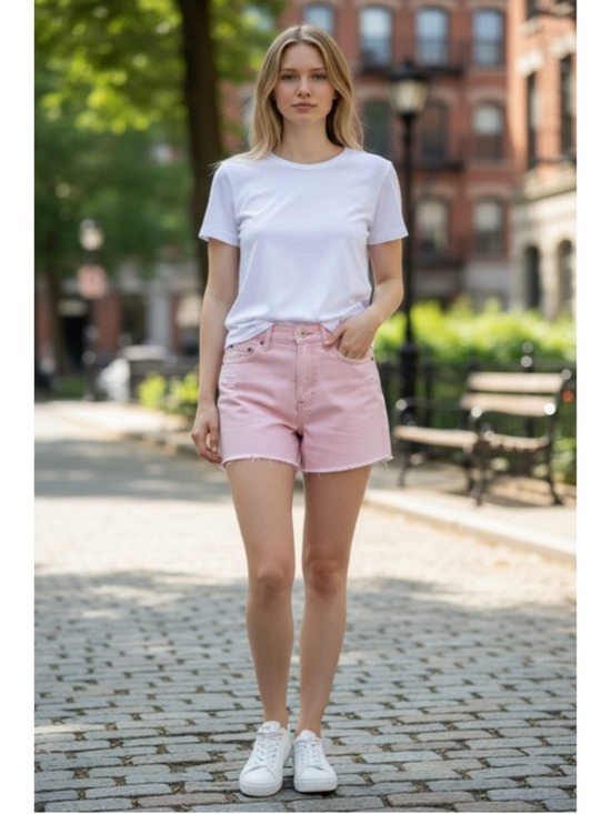 Zara Pants - Zara Pink High-Rise Denim Shorts 4
